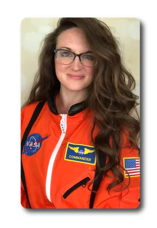Astronaut character in space suit costume