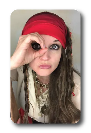 Pirate character in full swashbuckling costume