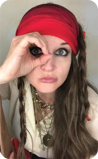 Pirate character in full swashbuckling costume