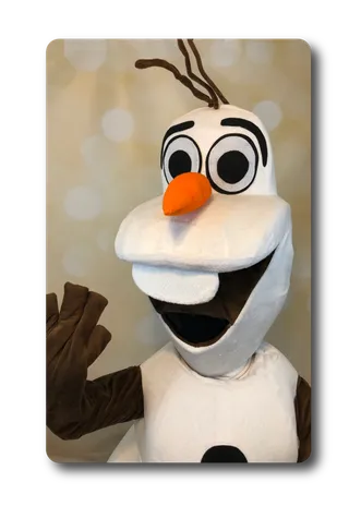 Olaf the snowman character from Frozen in full costume